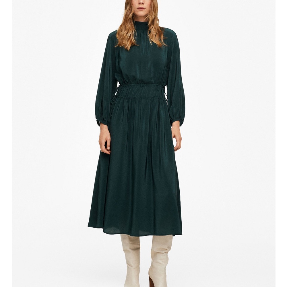 Mango Black Long Sleeve Midi Dress - Picture 4 of 7